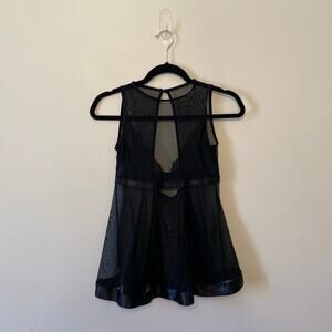 Coquette S/M OS black sheer band doll lingerie nightie lace floral goth sexy